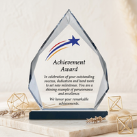 Trophée personnalisé en cristal K9 3D transparent poli pour récompenses d'entreprise, récompenses sportives, trophée Iceberg avec base sur piédestal de 10x15cm