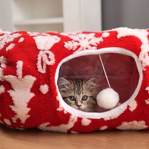 Lit pour chat en forme de donut, tunnel, niche, matelas écologique, moderne, dessin animé, amovible, lavable, édition limitée Noël - Product Image 3