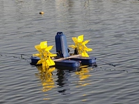 Aérateur à moteur à roue hydraulique haute efficacité 1 CV 0,75 kW à 2 hélices, avec pales en acier inoxydable 304 pour fermes aquacoles de crevettes et poissons, avec IOT