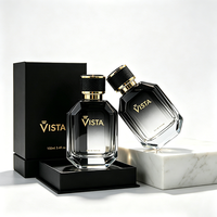 Flacon de parfum carré en verre VISTA 45 ml, pulvérisateur de luxe unique, sérigraphie, col en aluminium, vide