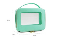 Boîte à maquillage portable 2026, étui carré transparent en cuir PU, sac à cosmétiques transparent en PVC, pochette pour le rangement des articles de toilette de voyage
