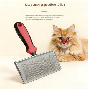Pawmino Paws Pet Pin Comb Stainless Steel Silicone For Cat Dog Grooming <b>Fluff</b> <b>Removal</b> - Product Image 3