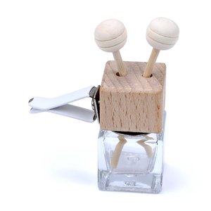 Rỗng rõ ràng gỗ treo xe hương thơm khuếch tán 8ml 10ml làm mát không khí Cube Frosted xe treo chai nước hoa với nắp gỗ - Product Image 3