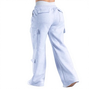 OEM High Elastic Solid Color Fitness Pants <b>Pockets</b>-Trendy Loose Straight Leg Quick Dry Breathable Versatile <b>Trousers</b> - Product Image 5