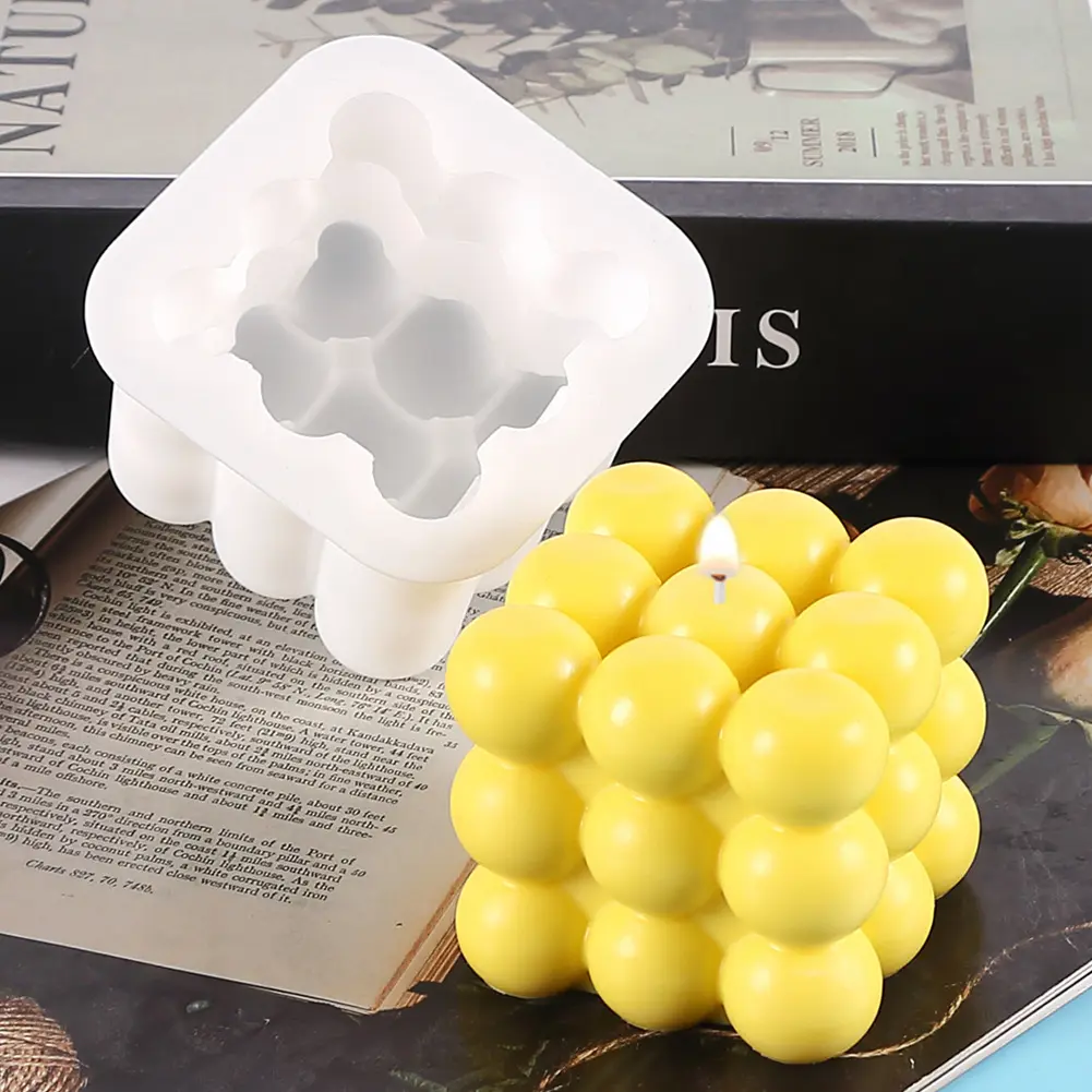 핫 세일 캔들 액세서리 단일 매직 큐브 모양 실리콘 캔들 금형 DIY 캔들 만들기