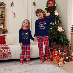 Groothandel Kerstverlichting Bijpassende familiepyjamasets Geruite broeken Nachtkleding met lange mouwen Volwassenen Kinderen Baby - Product Image 4