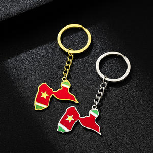 Porte-clés avec breloque drapeau de la <span class=keywords><strong>Guadeloupe</strong></span> émaillé par le fabricant, en acier inoxydable plaqué or 18 carats, pendentif carte de la <span class=keywords><strong>Guadeloupe</strong></span> en émail - Product Image 4