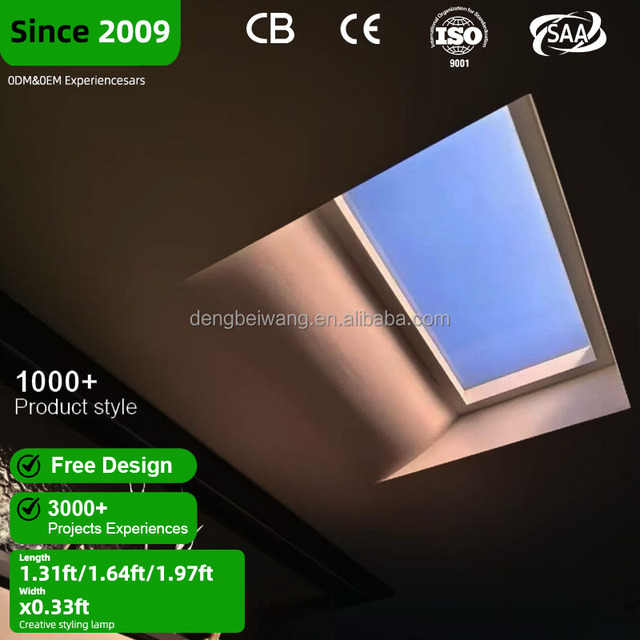 Dengbeiwang Indoor LED Panel Fixture SMD2835 24W 6000K Plastic Blue Sky Virtual Skylight Ceiling Mount IP54 Daylight Apartment