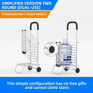 Jielai Groothandelsprijs Opvouwbare Aluminium Draagbare Handpull Bagagewagen Opvouwbaar Groente Winkelwagentje Met 2 Wielen - Product Image 2