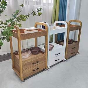 Chariot à outils haut de gamme en bois massif pour salon de beauté, chariot mobile sur pied à plusieurs niveaux, chariot dédié aux salons de beauté - Product Image 1
