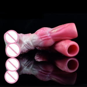 YOCY-2208 Colorful Long Horse Penis Sleeves Hollow Sex Toy Silicone Soft Enlarge <b>Dildo</b> Fantasy Horse <b>Dildo</b> Skin Friendly - Product Image 2