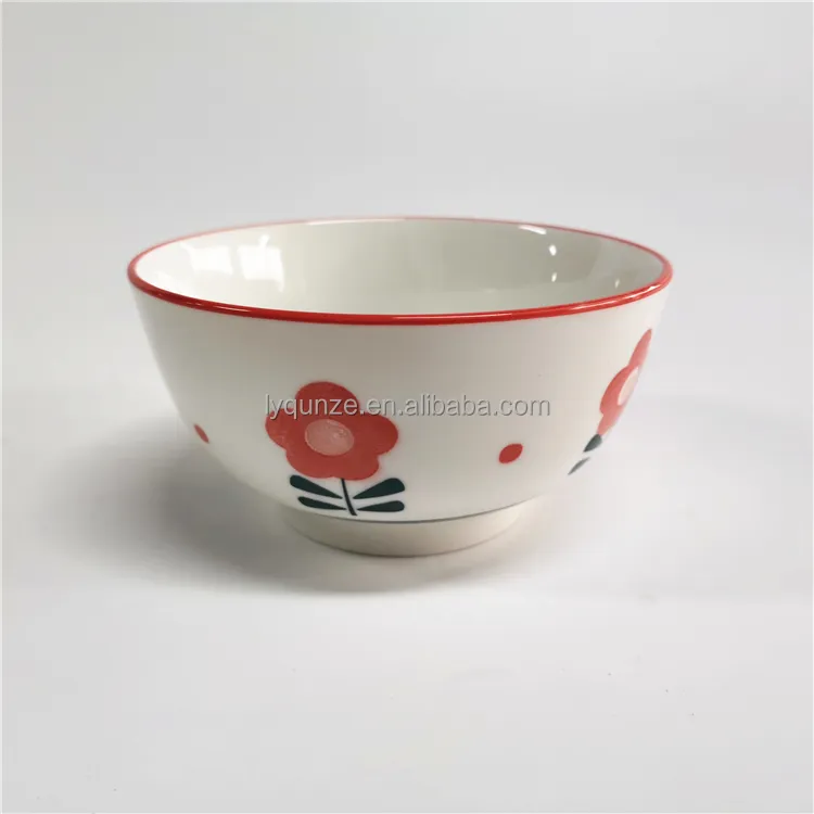 Reusable white round salad with handle porcelain ceramic small bowl