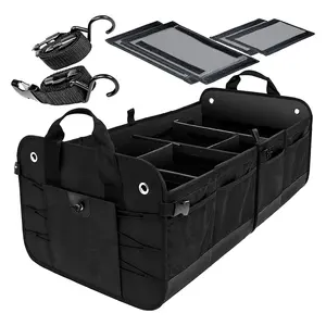 Polyester Aangepaste Lederen Inklapbare Expandable Suv Kofferbak Tas Lading Opslag Opvouwbare Drive Auto Trunk Organizer