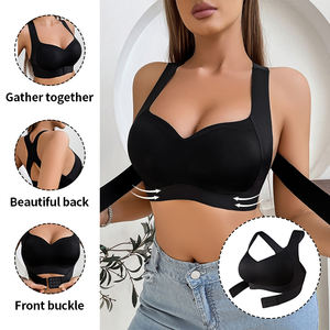 Soutien-gorge de sport respirant sans couture à fermeture avant pour femmes, soutien-gorge de sport estival, correcteur de posture à dos croisé sans armatures - Product Image 2