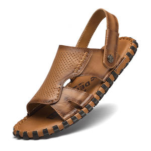 Sandales Homme Double Semelle en Cuir de Vachette, Nouveauté Été, Décontractées pour l'Extérieur, Chaussons de Plage à Semelle Épaisse, Sandales pour Homme d'Âge Moyen - Product Image 4