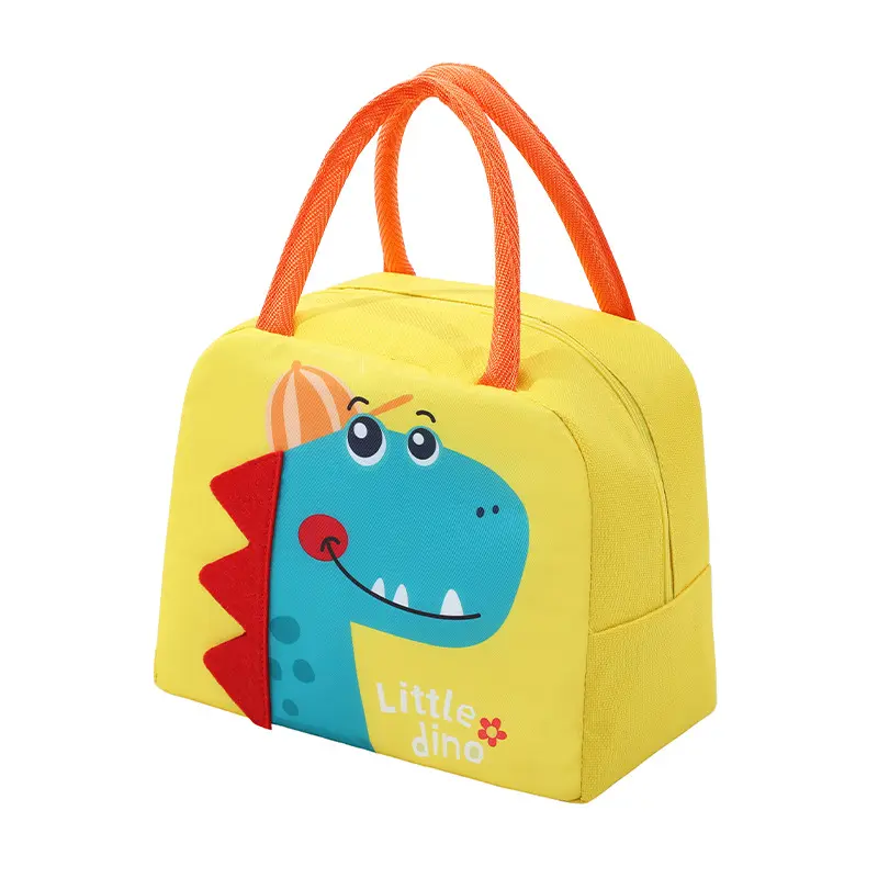 New portable Canvas Fancy Insulated Cartoon Thermal Kids Lunch Box Set with Bag Lunch Tote Bag Bento Handbag Outdoor