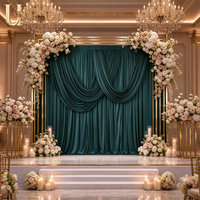 Toile de fond murale de mariage Uvenue de luxe vert émeraude extensible pré-drapée avec double drapé en U pour événements, cérémonies et décoration de scène