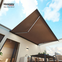 Hooeasy Extérieur Jardin Balcon Patio Toit Électrique Bras Pliant Auvent Cassette Complète Automatique Motorisé Auvents Rétractables