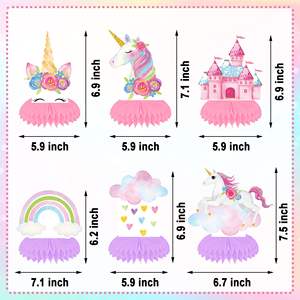 Licorne Joyeux Anniversaire Bannière Suspendus Tourbillons Licorne Nid D'abeille Pièce Maîtresse pour Licorne Thème Anniversaire Baby Shower Party Supplies - Product Image 2