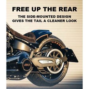 Nuevo soporte de placa de matrícula de montaje lateral izquierdo de aluminio Chiefdom negro/cromo 2018-UP Softail Fat Boy/Street Bob/Breakout - Product Image 6