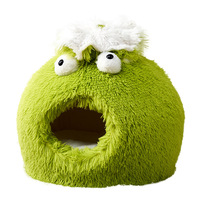 Nouveau Nid Douillet Écologique pour Animaux de Compagnie à Prix Abordable – Motif Monstre en Tissu, Forme Sphérique Amovible