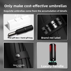 定制徽标促销经典直杆雨伞-半自动打开防紫外线黑色涂层防晒防雨公司雨伞 - Product Image 6