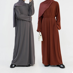 <span class=keywords><strong>Robe</strong></span> Abaya en tricot côtelé longue, 4 couleurs, pour femmes musulmanes, Abaya épaisse pour l'automne et l'hiver, fabriquée par Yibaoli - Product Image 1