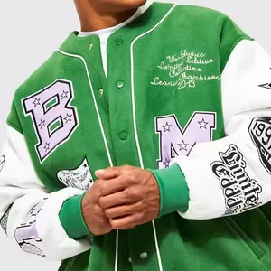 Vente en gros Vestes pour hommes Blouson bombardier Letterman baseball personnalisé Letterman