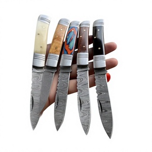 Couteau pliant de poche en acier Damas, manche en bois, haute qualité, multifonctionnel, qualité industrielle OEM, garantie 3 ans, pour détaillants, 59-60HRC - Product Image 1