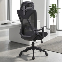 Chaise de bureau de direction personnalisée avec dossier haut et appui-tête réglable 2D, base coulissante, empilable, design moderne, chaise ergonomique en maille