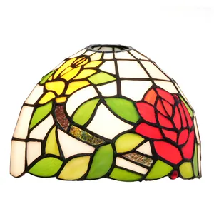 Abajur estilo Tiffany de 8 polegadas substituição de lâmpada de vitral floral pastoral somente para candeeiros de mesa lâmpadas pendentes