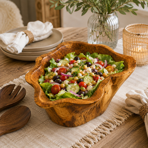 Bol en bois de teck massif, fait main, écologique, durable, design Wabi-Sabi, huilé de qualité alimentaire, pour la décoration de la maison et la vaisselle - Product Image 6