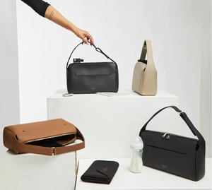 <span class=keywords><strong>Poussette</strong></span> en cuir Caddy sac fourre-tout véritable PU femmes fermeture à glissière étanche 2-2.9L bébé sac à couches pour voyage en plein air - Product Image 6