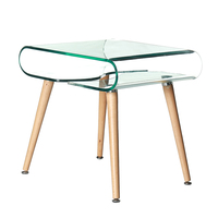 Table basse de salon en verre et bois, prix d'usine Chine 2026