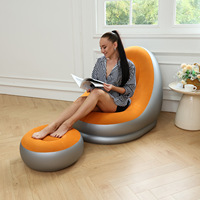 Ensemble de canapé gonflable moderne, créatif, léger, compact et portable, avec repose-pieds, fauteuil de salon pliable en PVC capitonné pour la maison et la chambre