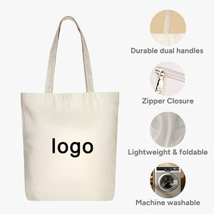 Custom logo Print Canvas <b>Tote</b> <b>Bag</b> for Women with <b>Zipper</b> Beach Grocery Travel School Work Gym Gifts for Girls <b>Tote</b> <b>Bag</b> - Product Image 3