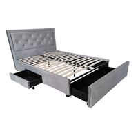 Cama King Size de Lujo para Adultos, Estilo Moderno de Mediados de Siglo, Tapizada en Terciopelo, con Almacenamiento, Cómoda y Suave, con Cajones, Ecológica