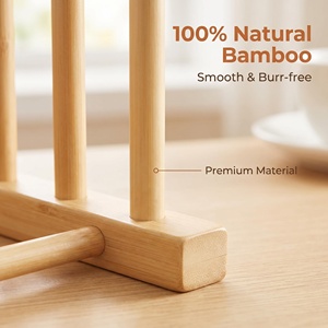 Mutfak Saklama Dolabı Tabak Kase Bardak Tencere Kapağı Kesme Tahtası Kurutma Bambu Organizer Raf <span class=keywords><strong>Stand</strong></span>ı Dayanıklı Katlanmayan - Product Image 3