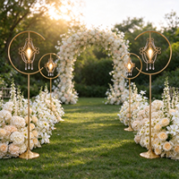 Sceptre de mariage doré avec support, lampadaire LED, centre de table en acrylique, piédestal isolé pour événements et lieux de fête