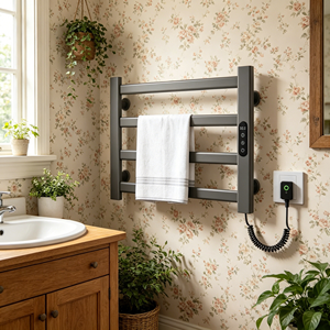 Toallero Eléctrico Compacto con Calefacción 550x400mm, 100W, <span class=keywords><strong>Secador</strong></span> <span class=keywords><strong>de</strong></span> <span class=keywords><strong>Toallas</strong></span> Pequeño con Temporizador para Baños <span class=keywords><strong>de</strong></span> Huéspedes y Vestuarios - Product Image 5