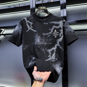T-shirt ample et décontracté pour homme 100% coton brodé en <span class=keywords><strong>3D</strong></span> Grande édition Design <span class=keywords><strong>3D</strong></span> à la mode 240 grammes Poids du tissu - Product Image 1