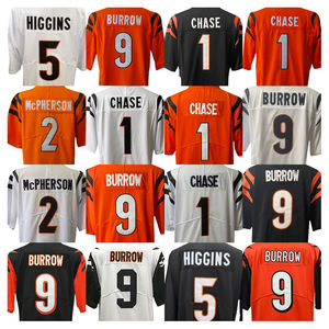 2025 Neue genähte American-Football-Trikots Cincinnati 5 Higgins 9 Burrow 1 Chase <span class=keywords><strong>2</strong></span> McPherson Akzeptieren Sie den benutzer definierten US-Teams til - Product Image 1