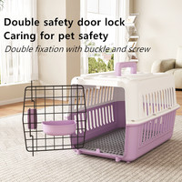 Plateau de transport aérien en gros boîte en plastique pour chat de luxe grand chenil sur roue noir cage de transport pour animaux de compagnie grande caisse lourde pour chien