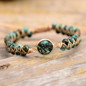 Fashion <b>String</b> Bracelet African Pine Amethyst Beads Copper Alloy Bezel Setting Adjustable For Women Jewelry - Product Image 1