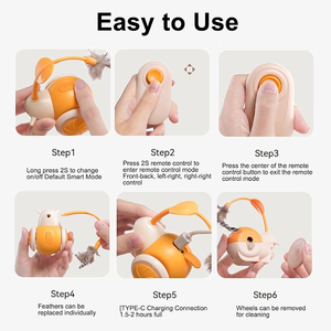 LED-Lichter Smart Interactive Cat Running Auto Teaser Spielzeug Wiederauf ladbare bewegliche Fernbedienung Katzen spielzeug - Product Image 6