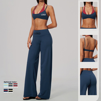 Conjunto Deportivo de Dos Piezas - Secado Rápido y Transpirable - Cintura Alta con Diseño Acampanado - Conjunto de Yoga para Quemar Grasa en los Glúteos