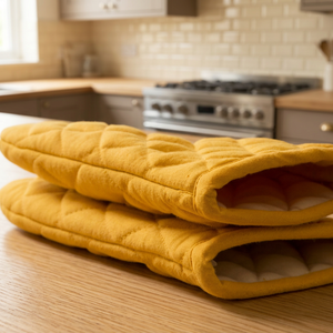 Ensemble de maniques de cuisine et de protège-plats modernes en coton écologique de luxe, résistant à la chaleur, antidérapant, compatible lave-vaisselle, pour la vente en gros - Product Image 1