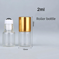 Flacon à bille en verre de 2 ml, flacon portable pour huiles essentielles, conteneur anti-fuite pour échantillons de parfum, distributeur de cosmétiques de voyage
