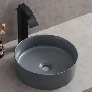 high quality designer gray hand wash basin bathroom ceramic matte art basin