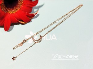 Oro puro de la joyería de las mujeres collar 18K oro Real <span class=keywords><strong>estrella</strong></span> y Luna collar de capa COLLAR COLGANTE de diamantes - Product Image 5
